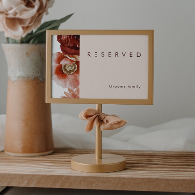 Marsala Autumn Floral | Blush Reserved Sign (Criador carregado)