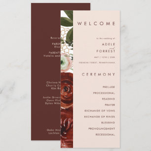 Marsala Autumn Floral Programa Blush Wedding