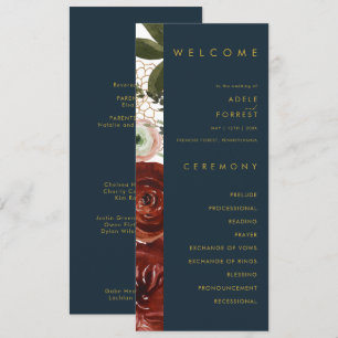 Marsala Autumn Floral Programa de Casamento de M