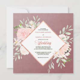 Marsala Blush Rosa Floral Frame Casamento Convite