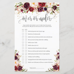 Marsala burgundy floral sobre ou sob jogo