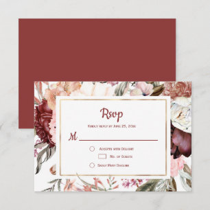 Marsala Peach Terracotta Pink Floral RSVP