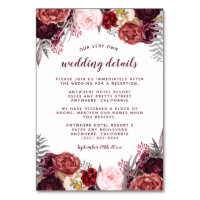 Marsala Peony Casamento outono Inserir Cartões de 
