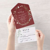 Marsala Watercolor Wildflower Simple Wedding