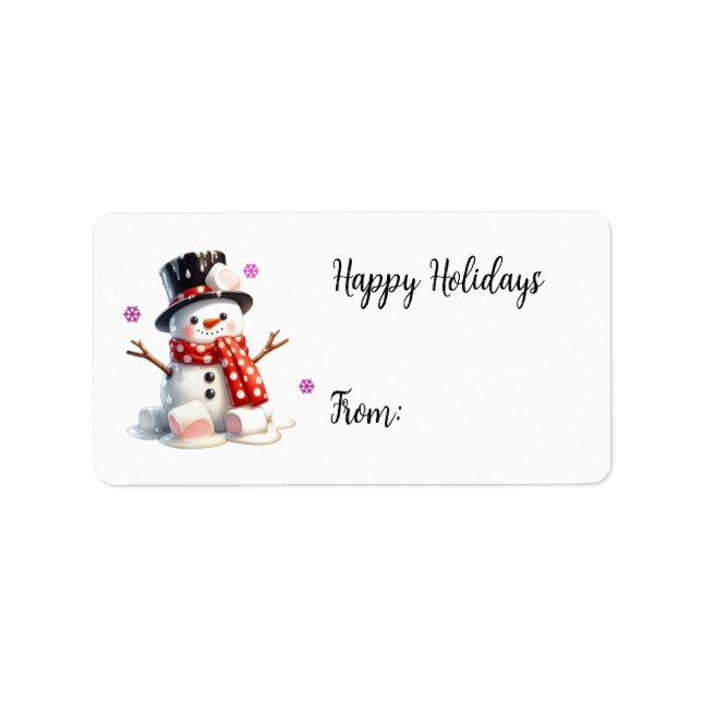 Marshmallow Snowman Holiday - Etiqueta de Presente (Frente)