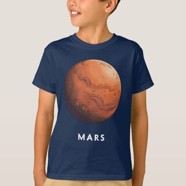 Marte / Mars - Camisa T de Tee Planeta Clássica (Frente)