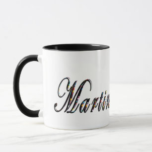 Martin, Nome, Logotipo, Xícara Preta de Café.