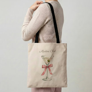 Martini Club Cocktail Tote Bag Funny Martini Lover