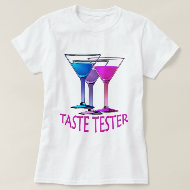 Martini Cocktail Tester Mulheres T-shirt do Partid (Frente do Design)
