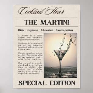 Martini Newspaper Art Impressão