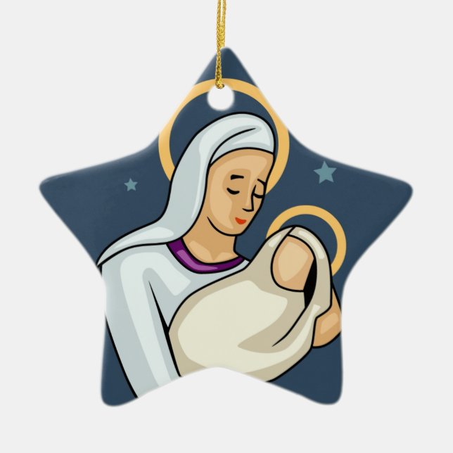 Mary & Baby Jesus Enfeites de natal (Frente)