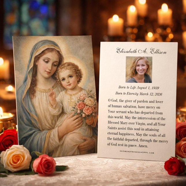 Mary Jesus Funeral Memorial Prayer Holy Card (Criador carregado)