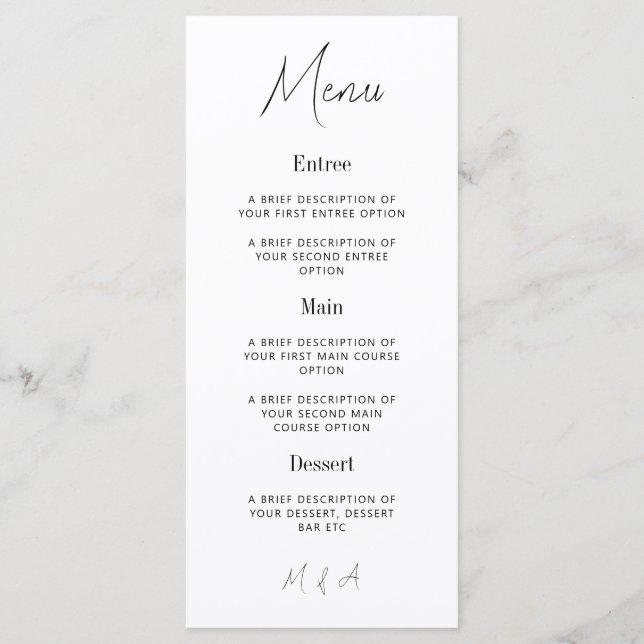 Mary - Menu de Casamento Elegante Minimalista (Frente)