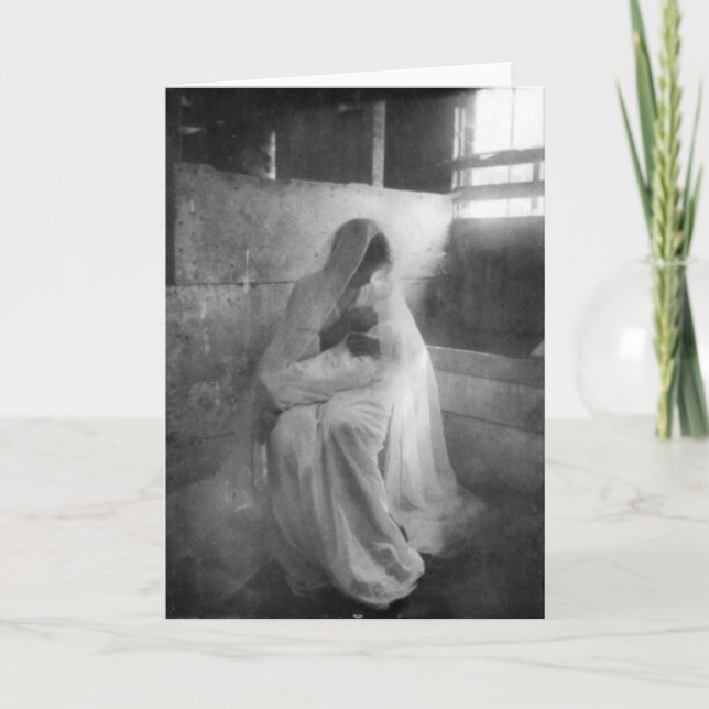 Mary segurando Jesus num Cartão Saudável Estável (Frente)