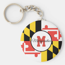 Maryland Flag Monograma Personalizado Chaveiro