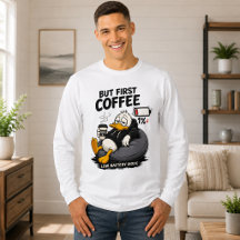 MAS PRIMEIRO CAFÉ Camisa Divertida de Café Present