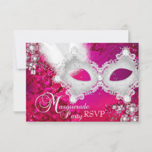 Máscara Brilho Rosa Branco Festa de Máscaras RSVP