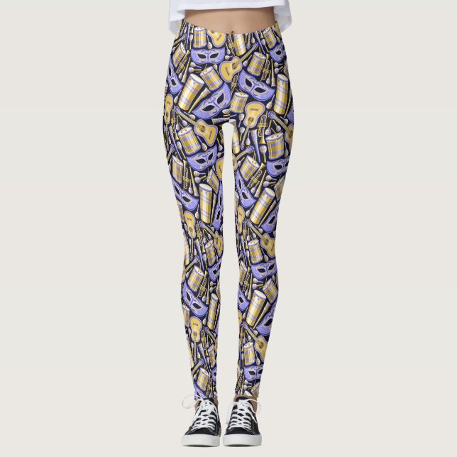 Máscara Carnaval Mardi Gras Leggings Moda (Frente)