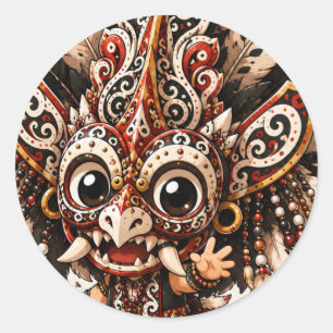 MÁSCARA CUTE DAYAK HUDOQ CHIBI ADESIVO TRIBAL