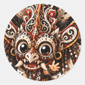 MÁSCARA CUTE DAYAK HUDOQ CHIBI ADESIVO TRIBAL