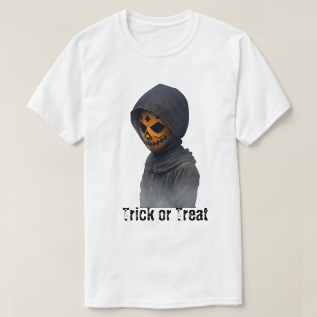 Máscara de Abóbora ou Treino de T-Shirt (Frente do Design)