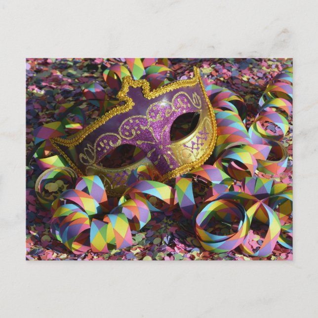 máscara de carnaval confete cartão postal (Frente)