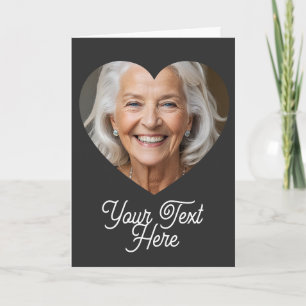 Máscara de coração com foto personalizada e cartão