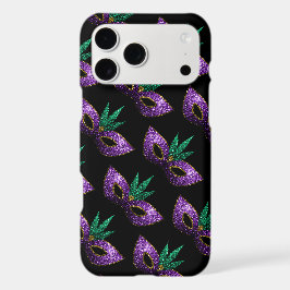 Máscara de Mardi Gras Roxo Verde padrão de brilhos