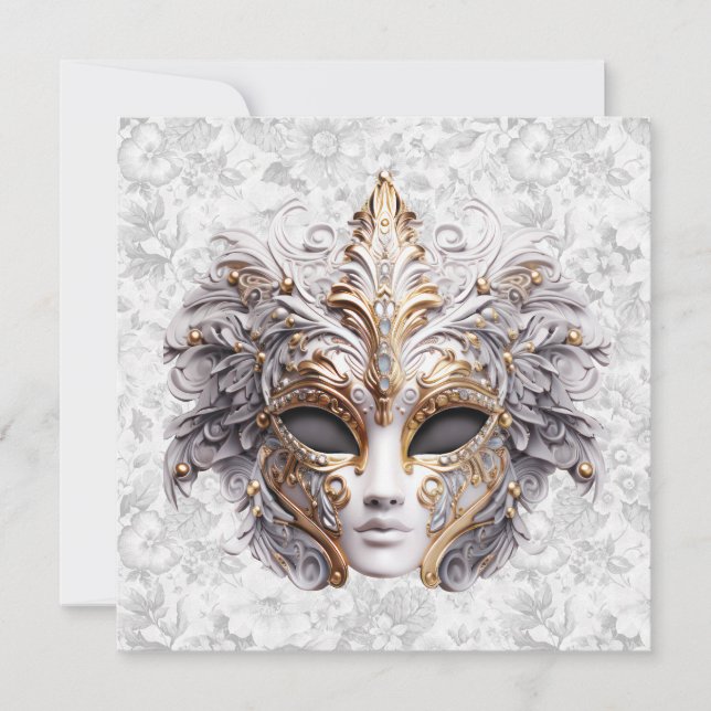 Máscara de mascarada Colorida em Cinza (Frente)