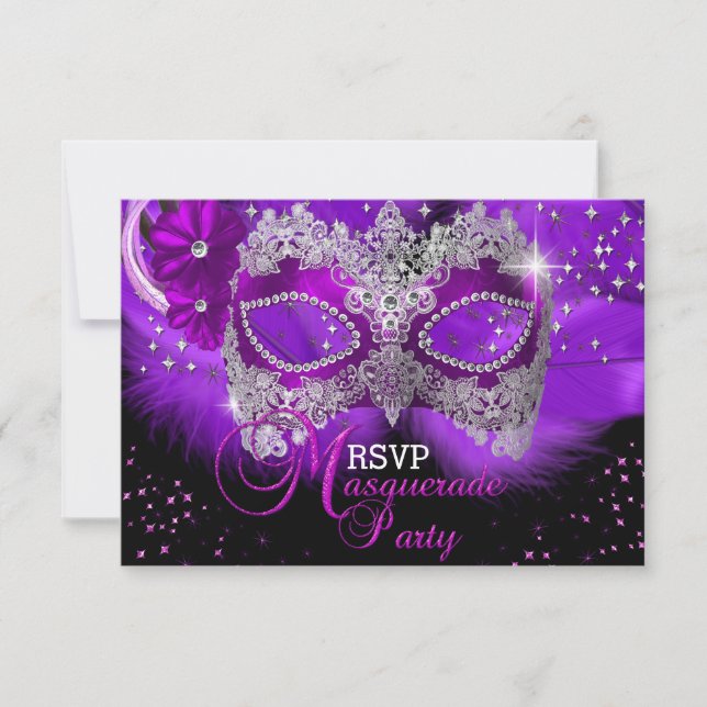 Máscara de Renda Brilho Roxo Mascarada RSVP (Frente)