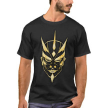 Máscara de Samurai Dourada Camiseta Preta