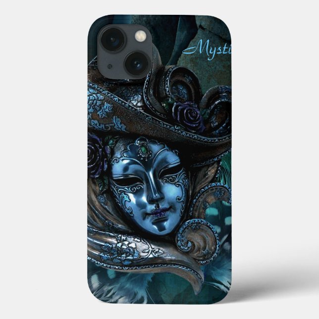 Máscara do Carnaval - Mala iPad Azul Damask (Verso)