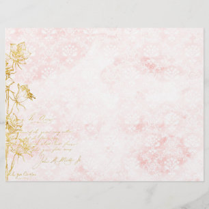 Máscara Elegante e Dourado Papel Scrapbook Floral