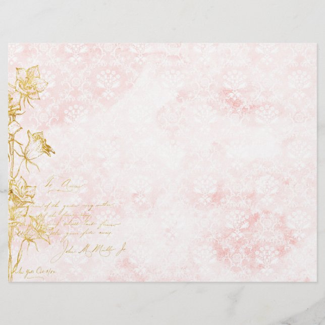 Máscara Elegante e Dourado Papel Scrapbook Floral (Frente)