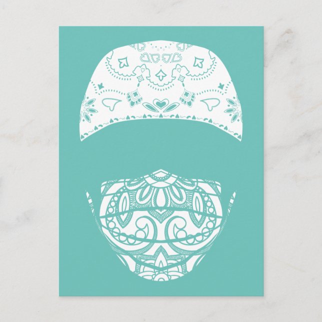 máscara em cartão postal paisley (Frente)