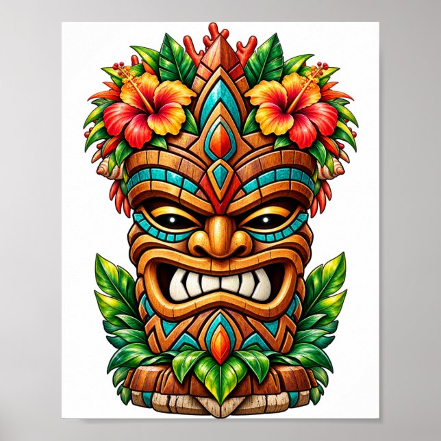 Máscara Tiki Poster Tropical Bloom (Frente)