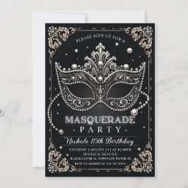 Mascarada Black White Birthday - Festa de Convite