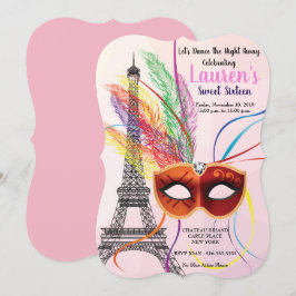 Mascarada da Torre Eiffel de Paris Doce 16 Convite