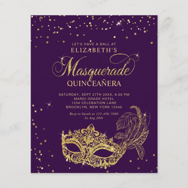 MASCARADA Dourada Elegante-Elegante-RUPLA Quinceañ (Frente)