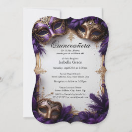 Mascarada Elegante Quinceañera em Roxo e Dourado