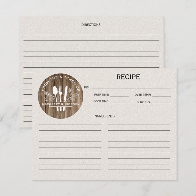 Maserado Da Cozinha Da Receita Monograma (Frente/Verso)