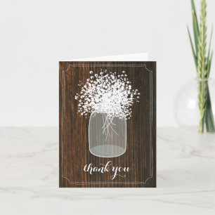Mason Jar Baby's Breath Barn Wood Cartões de agrad