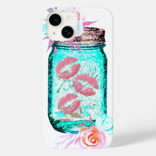 Mason jar borboleta beija cinza floral rosa
