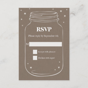 Mason Jar com Fireflies Weding RSVP Linen