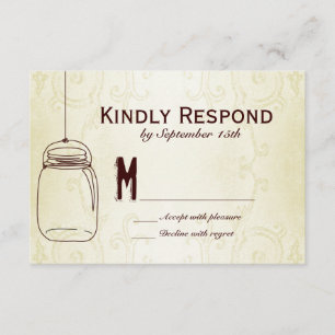 Mason Jar Country Swirls Casamento Cartões RSVP