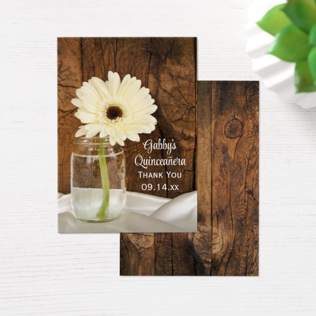 Mason Jar Daisy Obrigado Quinceañera Favor Tags (Mesa)