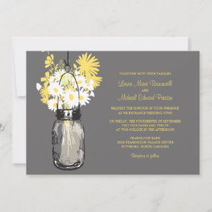 Mason Jar e Flores Selvagens Convites para Casamen