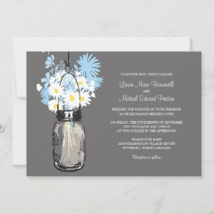 Mason Jar e Flores Selvagens Convites para Casamen