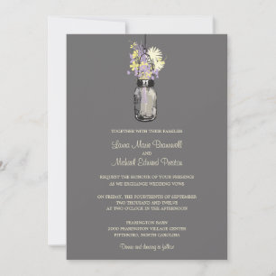 Mason Jar e Flores Selvagens Convites para Casamen