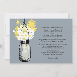 Mason Jar e Flores Selvagens Convites para Casamen